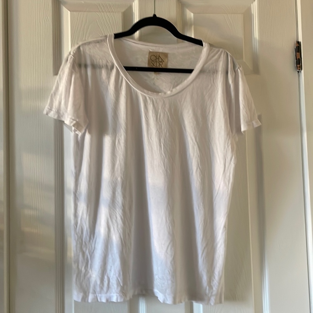Chaser white burnout scoop neck tee shirt minimalist Size M NWT